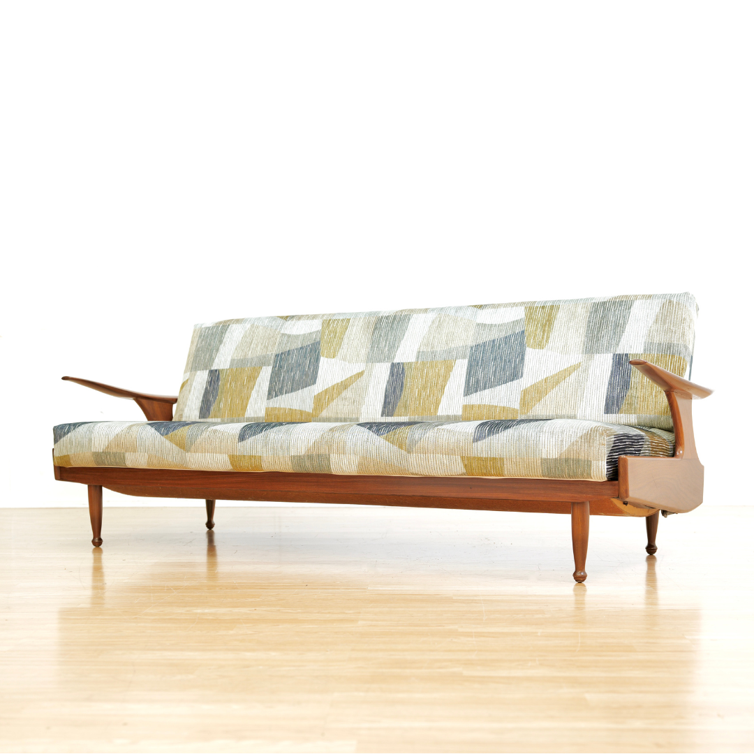 Mid Century Sofa Daybed by Greaves & Thomas in Abstract Romo Velvet ...