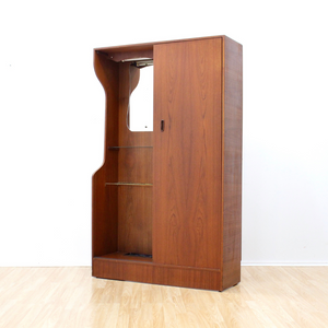 MID CENTURY TEAK ARMOIRE BY HUBBI-ROBE