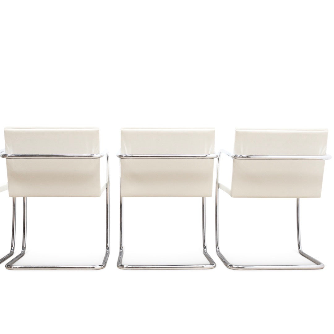 MIES VAN DER ROHE FOR KNOLL SET OF SIX LEATHER & CHROME CHAIRS