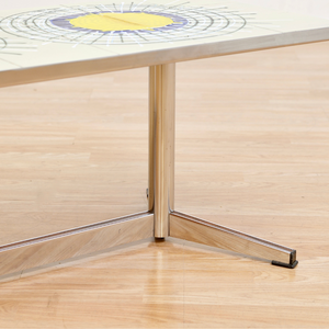 MID CENTURY CHROME & TILE COFFEE TABLE BY JULIETTE BELARTI