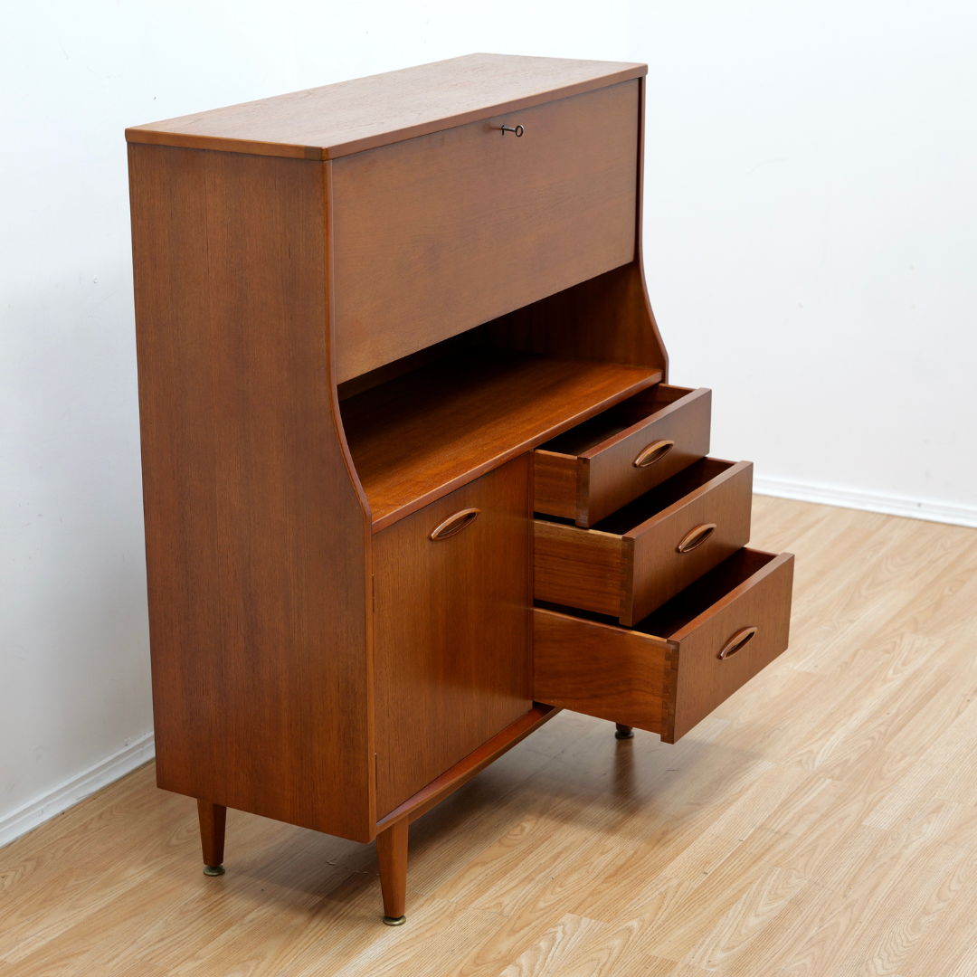 MID CENTURY TEAK STANDING SECRETARY DESK BY JENTIQUE