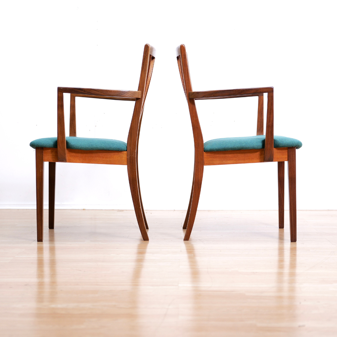 SET OF SIX MID CENTURY DINING CHAIRS BY G PLAN IN TEAL