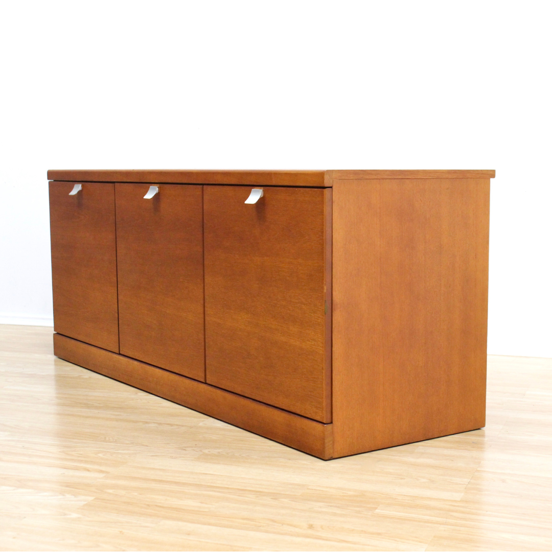 MID CENTURY LOW TEAK CREDENZA BY WHITE & NEWTON