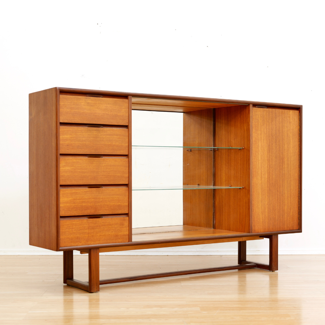 MID CENTURY CHINA CABINET SIDEBOARD BY TURNIDGE OF LONDON