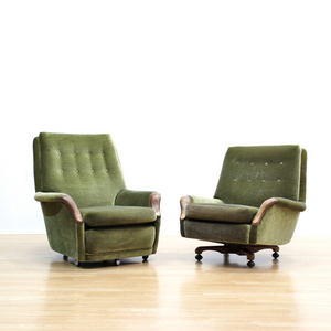 MID CENTURY GREEN DRAYLON SOFA & CHAIRS BY HEALS OF LONDON