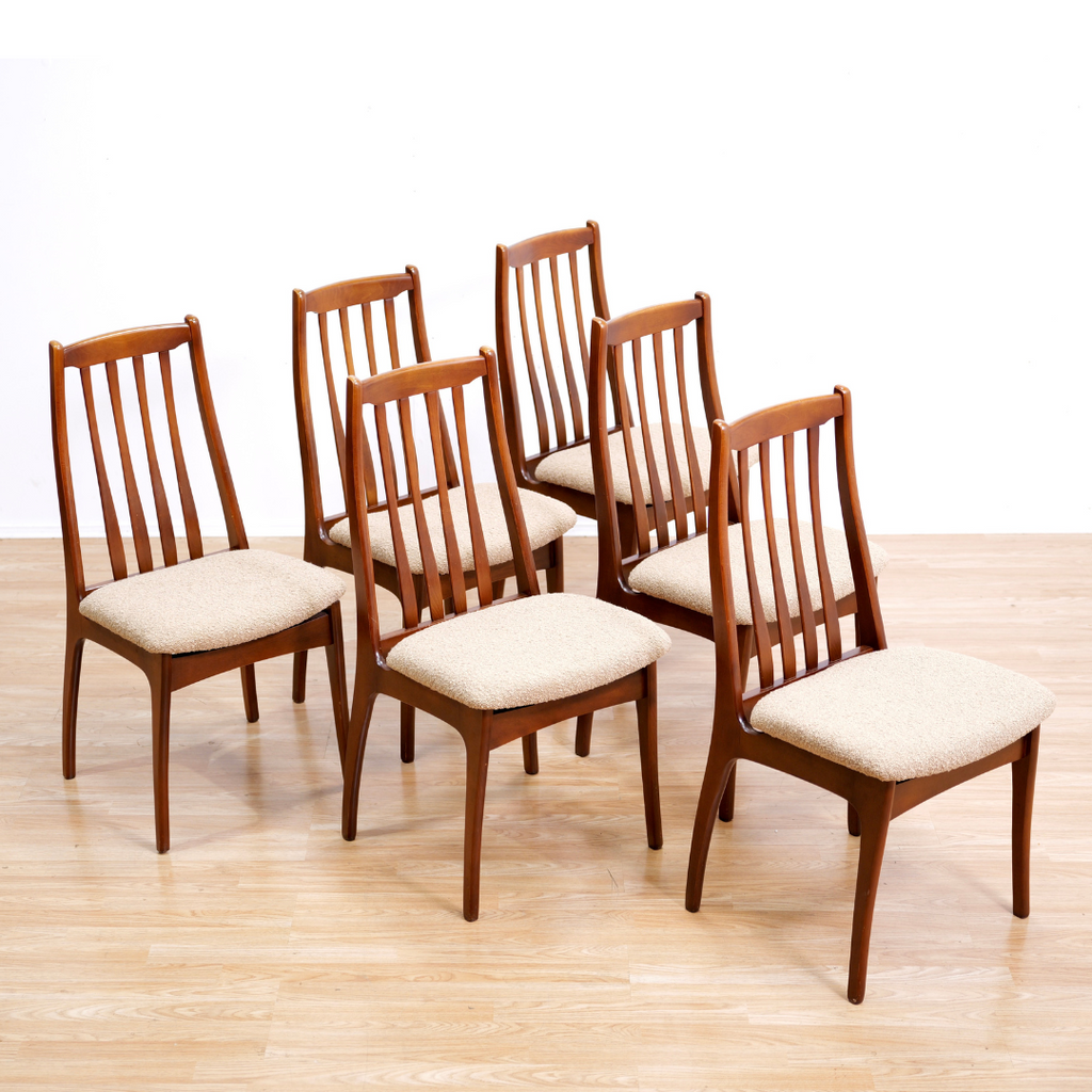 SET OF SIX MID CENTURY DINING CHAIRS BY ELLIOTS OF NEWBURY