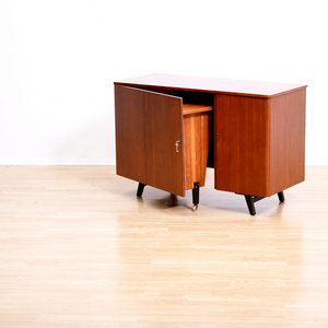 MID CENTURY TEAK FOLDING HOME OFFICE DESK