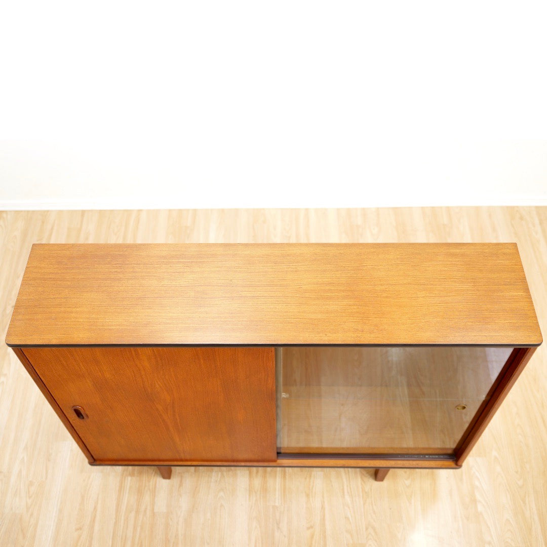 MID CENTURY TEAK CHINA DISPLAY CABINET