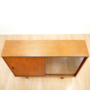 MID CENTURY TEAK CHINA DISPLAY CABINET