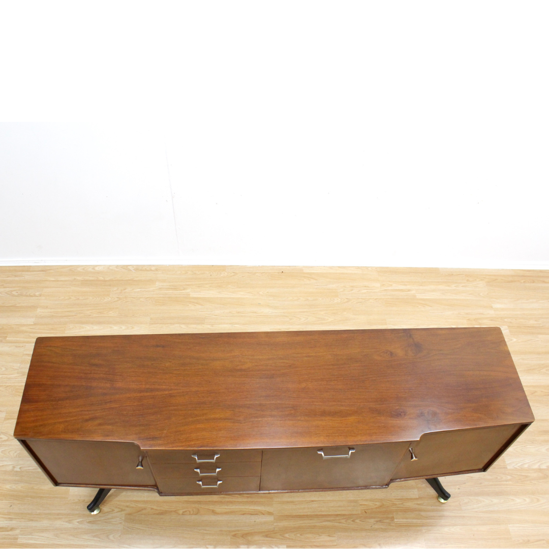 MID CENTURY WALNUT BAR CREDENZA BY STONEHILL FURNITURE