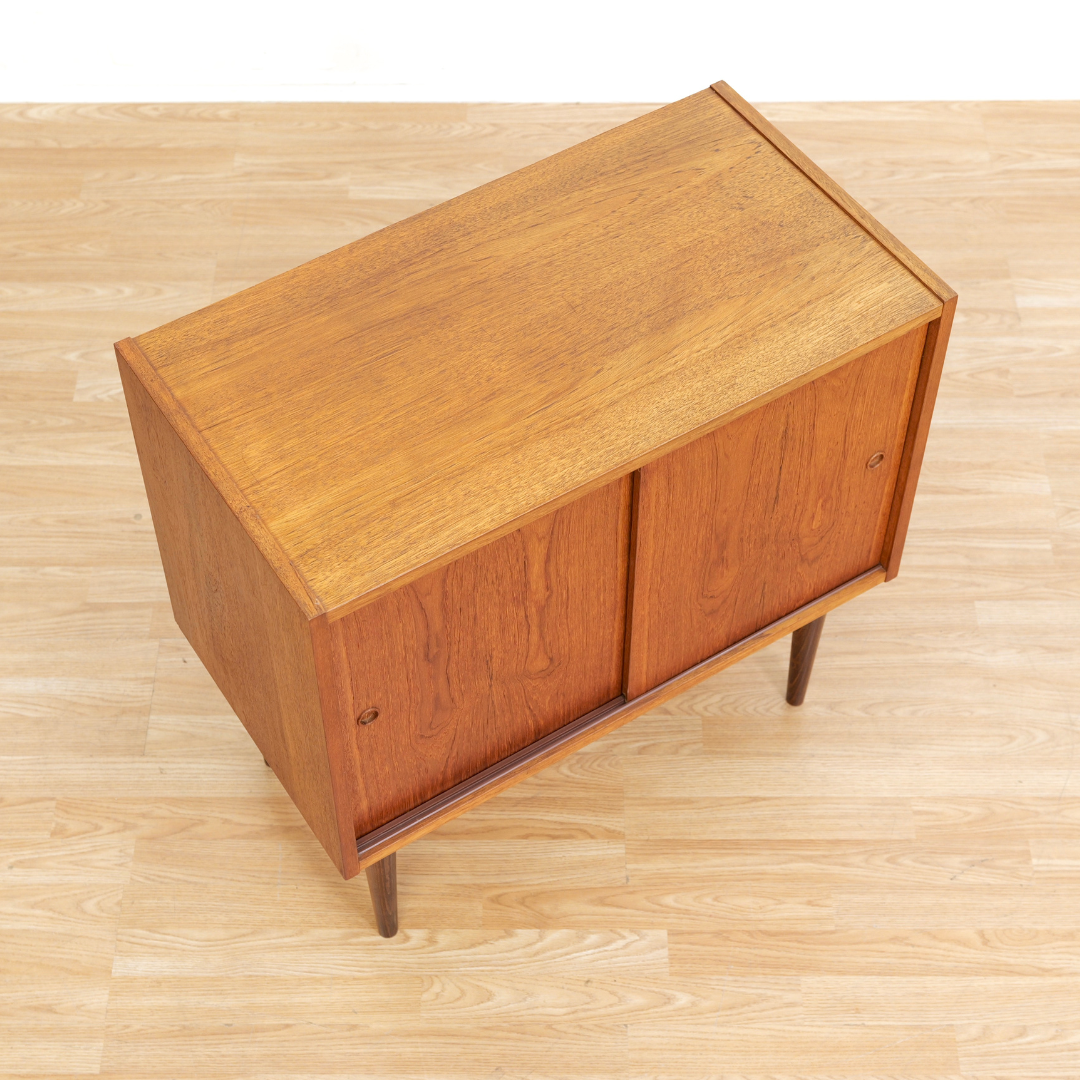 MID CENTURY DANISH TEAK CABINET VINYL RECORD STORAGE