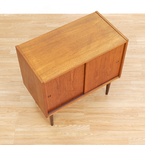 MID CENTURY DANISH TEAK CABINET VINYL RECORD STORAGE