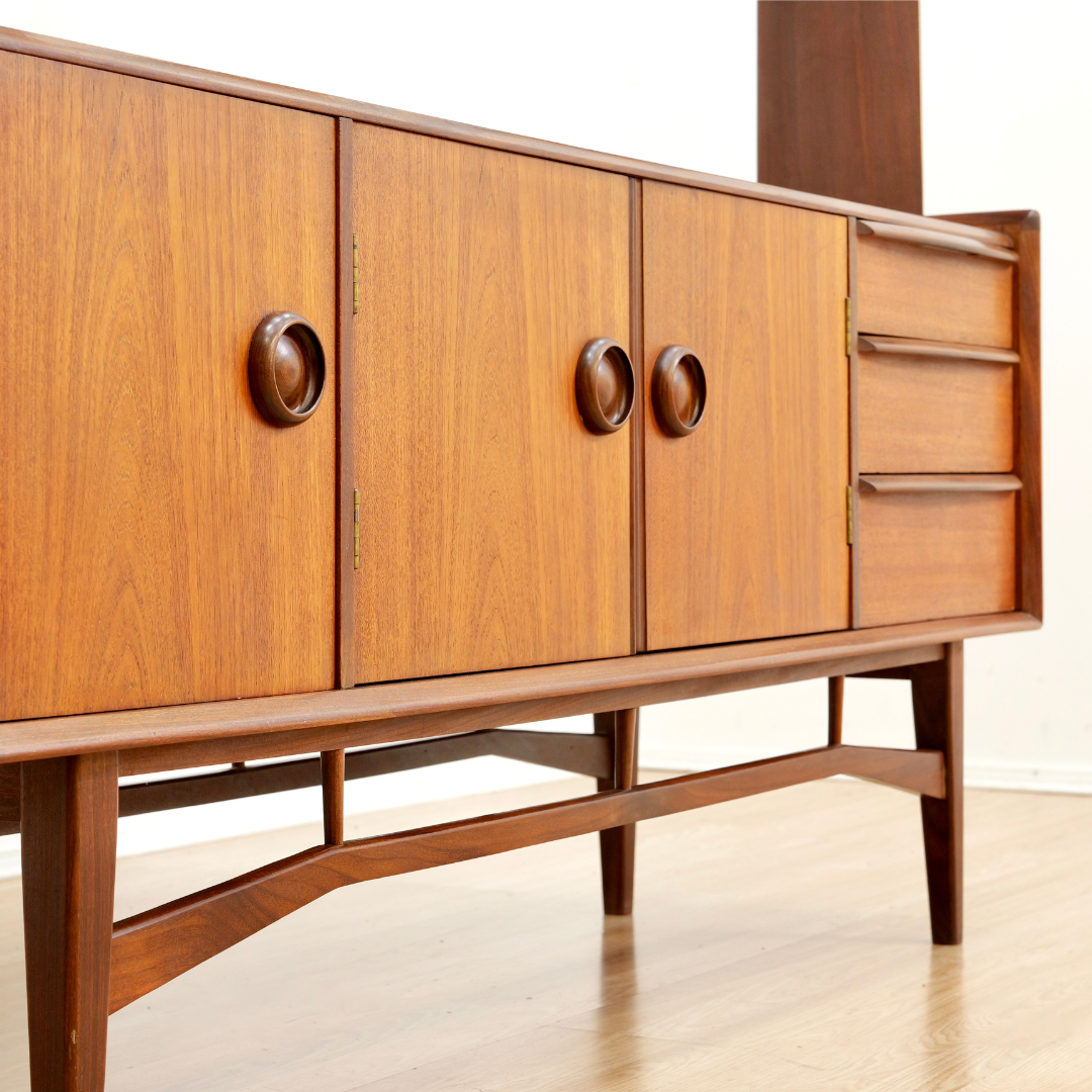MID CENTURY DANISH TEAK ROOM DIVIDER CREDENZA BOOKCASE