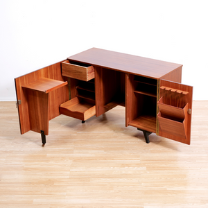 MID CENTURY TEAK FOLDING HOME OFFICE DESK
