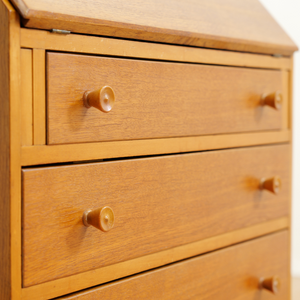 MID CENTURY OAK SECRETARY DESK BY FINELINE FURNITURE OF LONDON