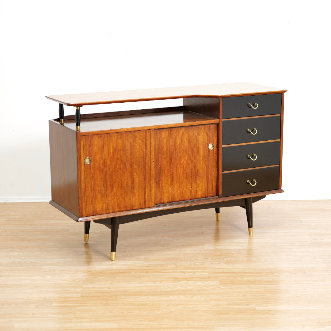 MID CENTURY TOLA & BLACK CREDENZA BY STONEHILL FURNITURE