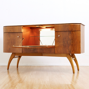 Reserved 1950S WALNUT LIQUOR CABINET CREDENZA BY BEAUTILITY OF LONDON