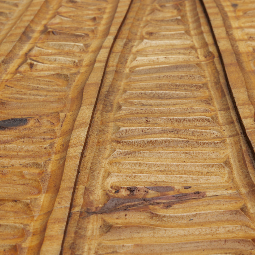 1970S HAND CARVED BRUTALIST DINING TABLE & CHAIRS BY AQUARIUS ENTERPISES SOUTH AFRICA