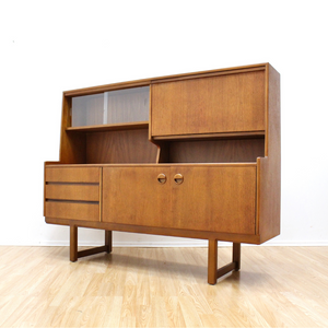 MID CENTURY TALL CREDENZA HIGHBOARD BUFFET BY TURNIDGE OF LONDON