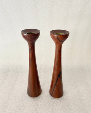 DANISH MODERN ROSEWOOD CANDLE HOLDERS BY H & F