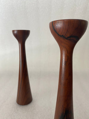 DANISH MODERN ROSEWOOD CANDLE HOLDERS BY H & F
