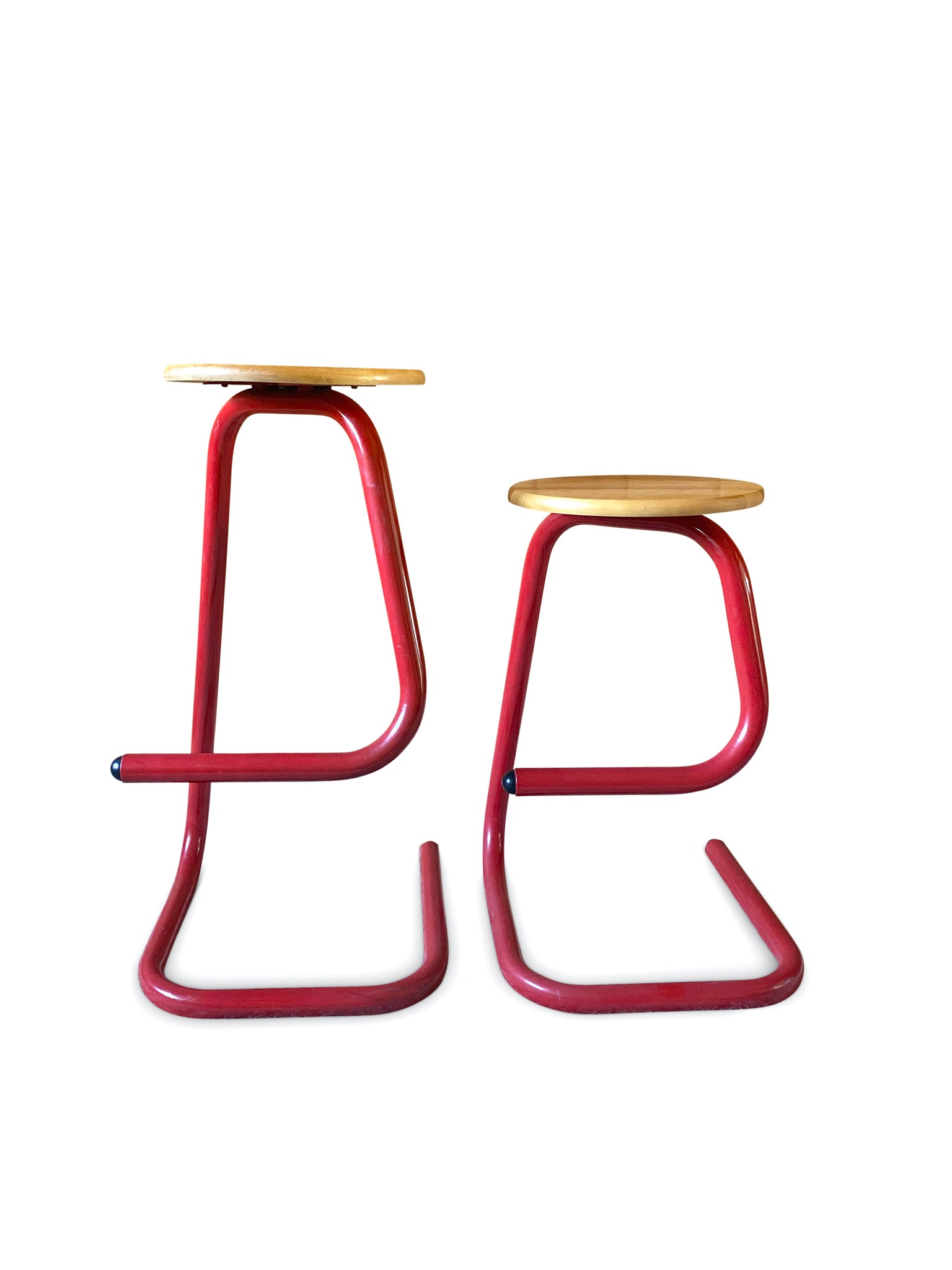 PAIR OF 1970S TUBULAR PAPERCLIP BARSTOOLS BY AMISCO