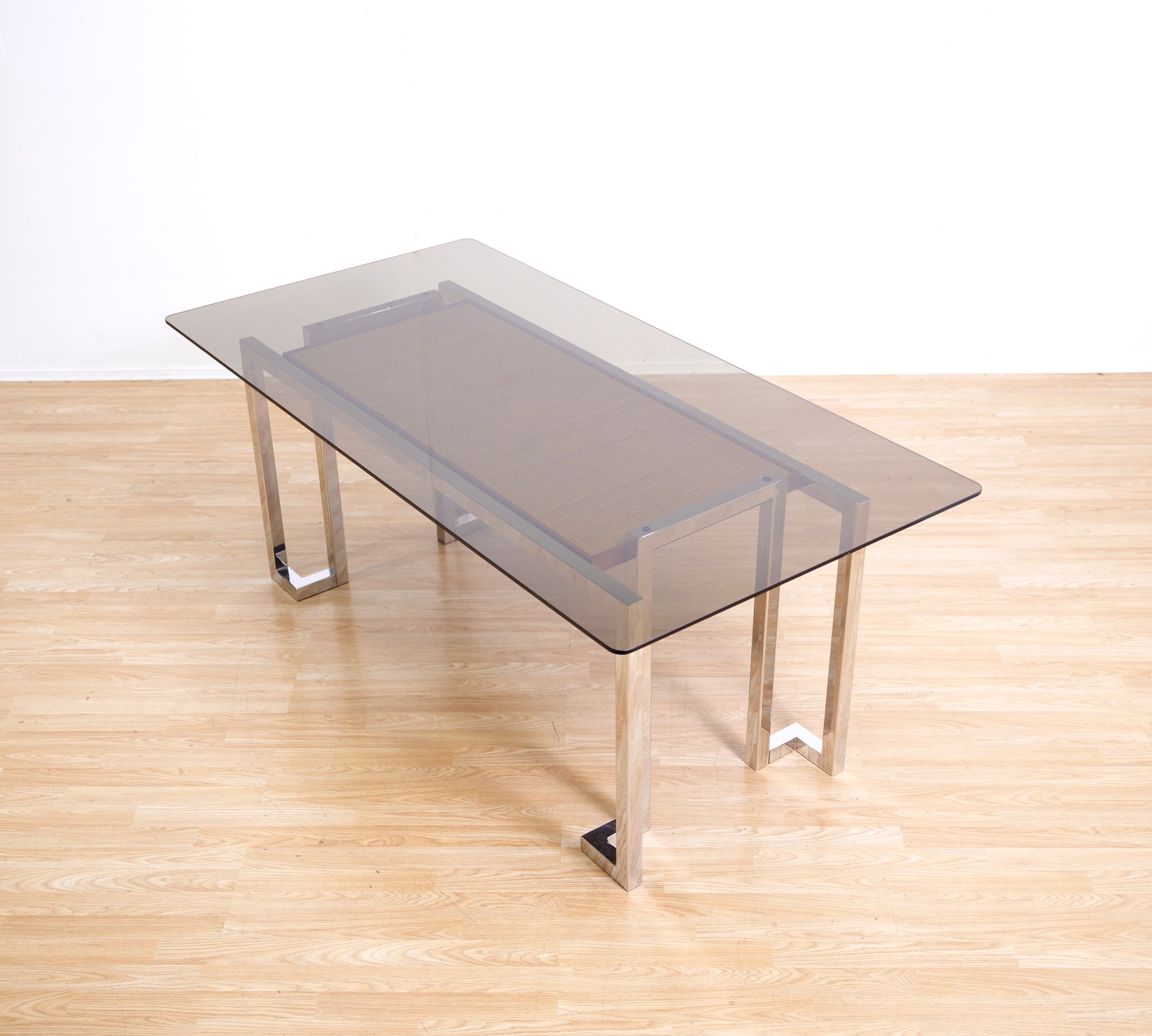 VINTAGE 1970s POST MODERN CHROME DESK TABLE BY TIM BATES FOR PIEFF FURNITURE