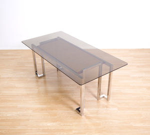 VINTAGE 1970s POST MODERN CHROME DESK TABLE BY TIM BATES FOR PIEFF FURNITURE