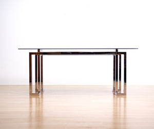 VINTAGE 1970s POST MODERN CHROME DESK TABLE BY TIM BATES FOR PIEFF FURNITURE