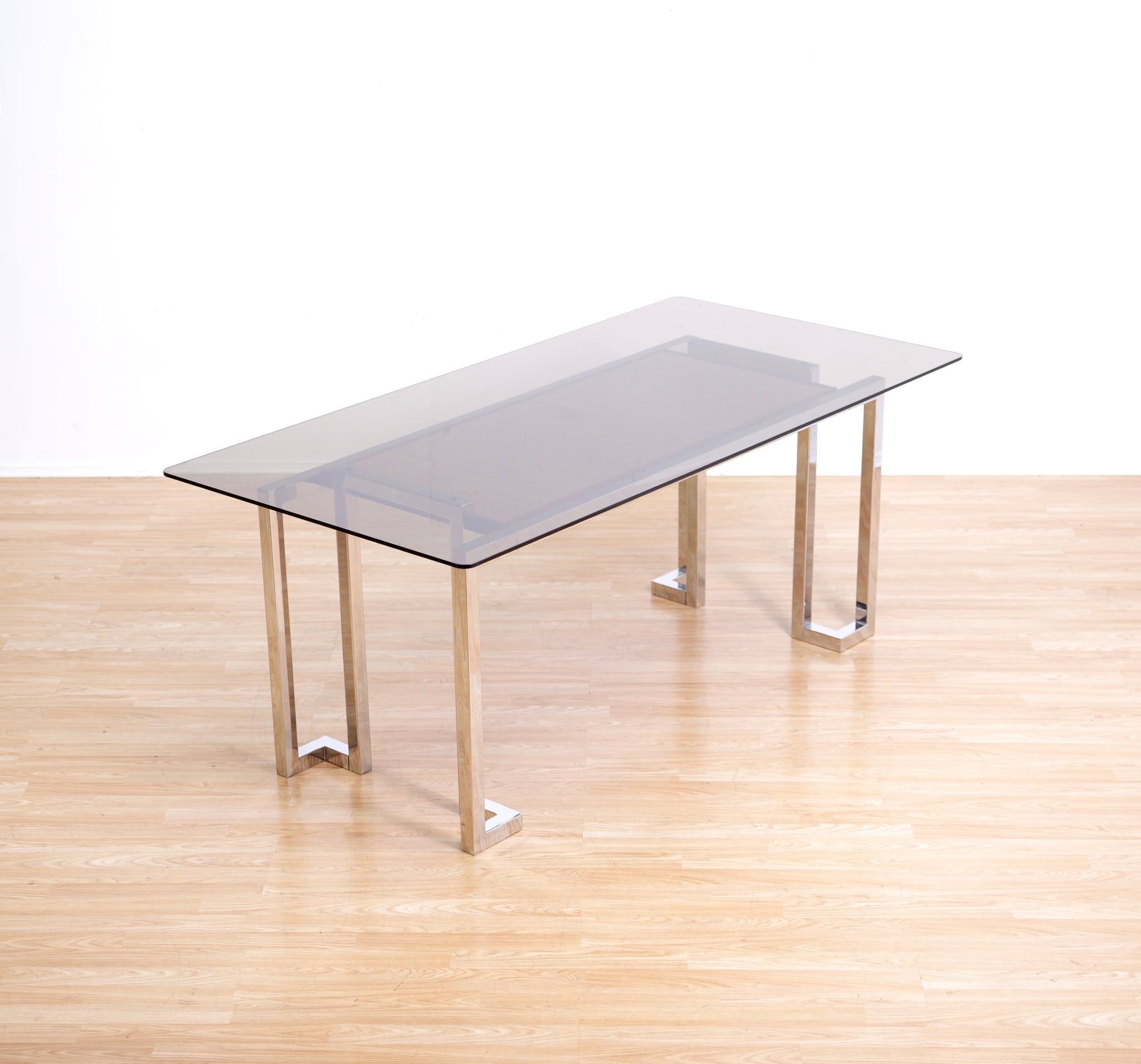 VINTAGE 1970s POST MODERN CHROME DESK TABLE BY TIM BATES FOR PIEFF FURNITURE