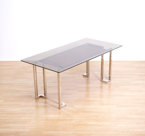 VINTAGE 1970s POST MODERN CHROME DESK TABLE BY TIM BATES FOR PIEFF FURNITURE