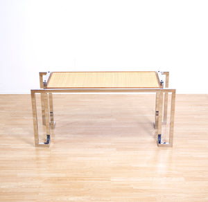 VINTAGE 1970s POST MODERN CHROME DESK TABLE BY TIM BATES FOR PIEFF FURNITURE