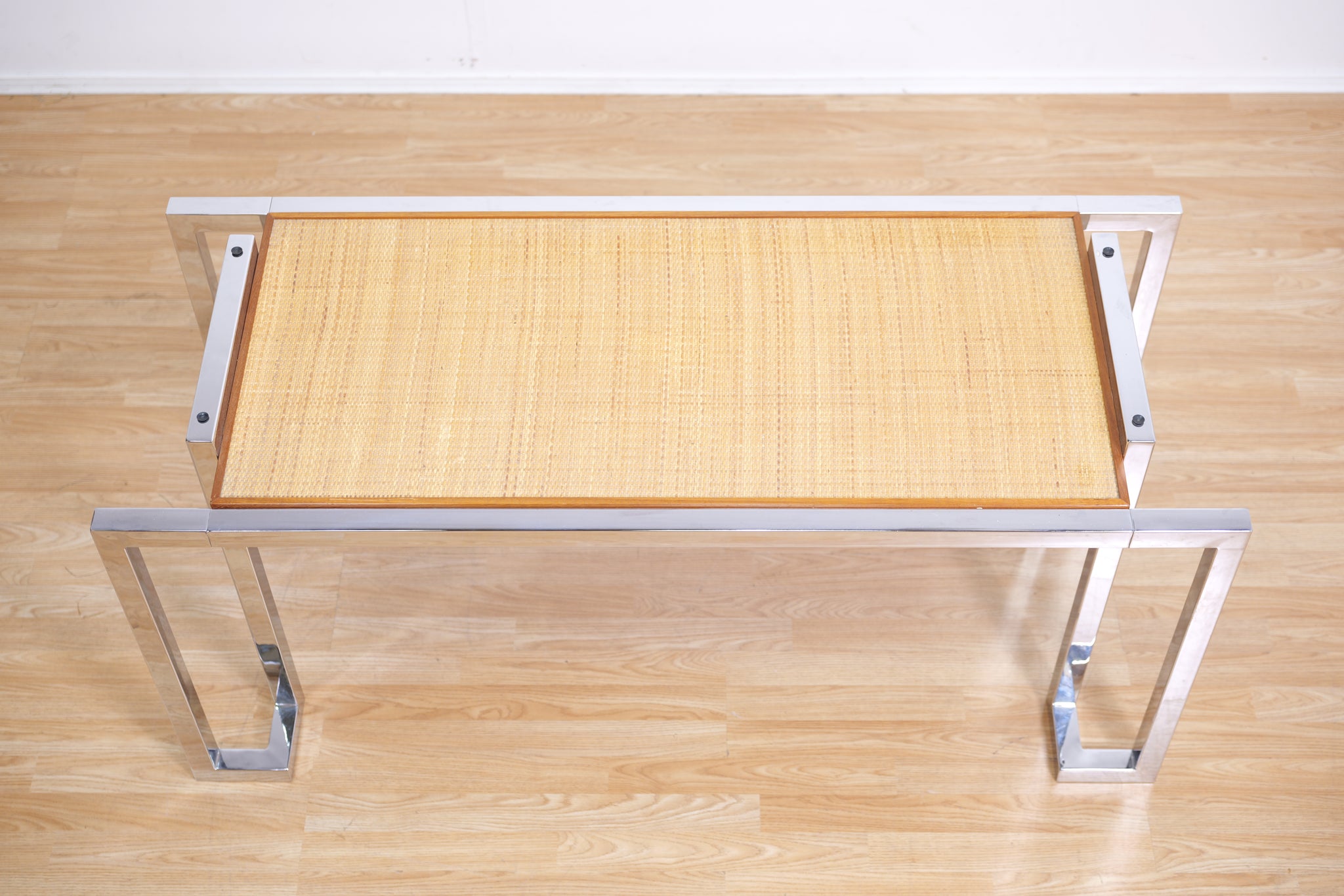 VINTAGE 1970s POST MODERN CHROME DESK TABLE BY TIM BATES FOR PIEFF FURNITURE