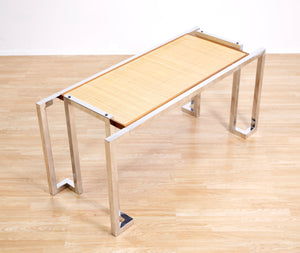 VINTAGE 1970s POST MODERN CHROME DESK TABLE BY TIM BATES FOR PIEFF FURNITURE