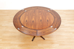 DANISH MODERN ROSEWOOD 'FLIP-FLAP' LOTUS DINING TABLE BY DYRLUND