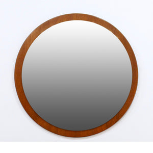 ROUND TEAK 1960S WALL MIRROR