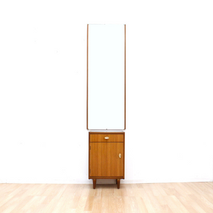 MID CENTURY ENTRYWAY SET MIRROR AND CABINET SIDE TABLE