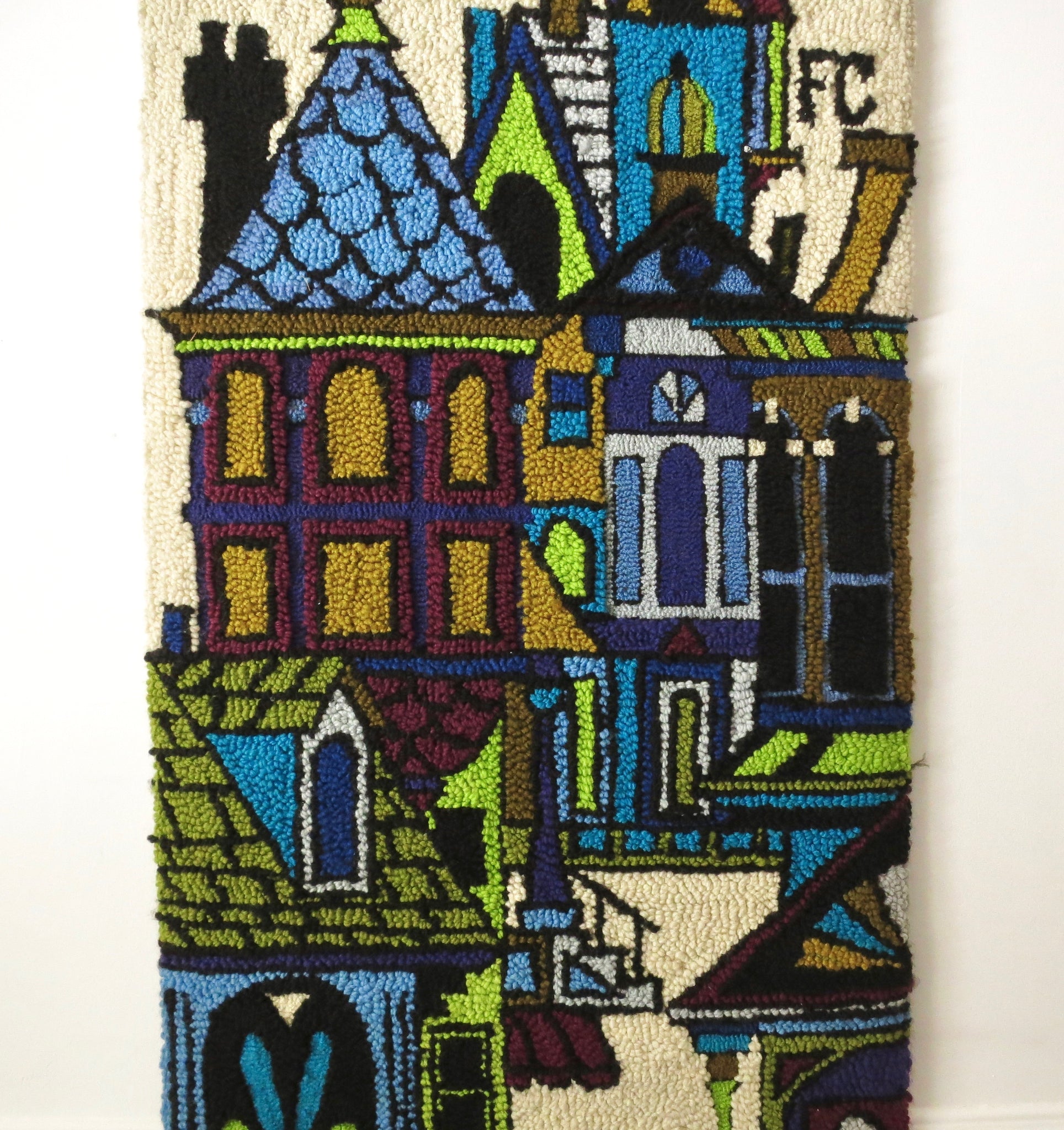 MONUMENTAL SCANDINAVIAN ARCHITECTUAL WALL HANGING RUG 1975